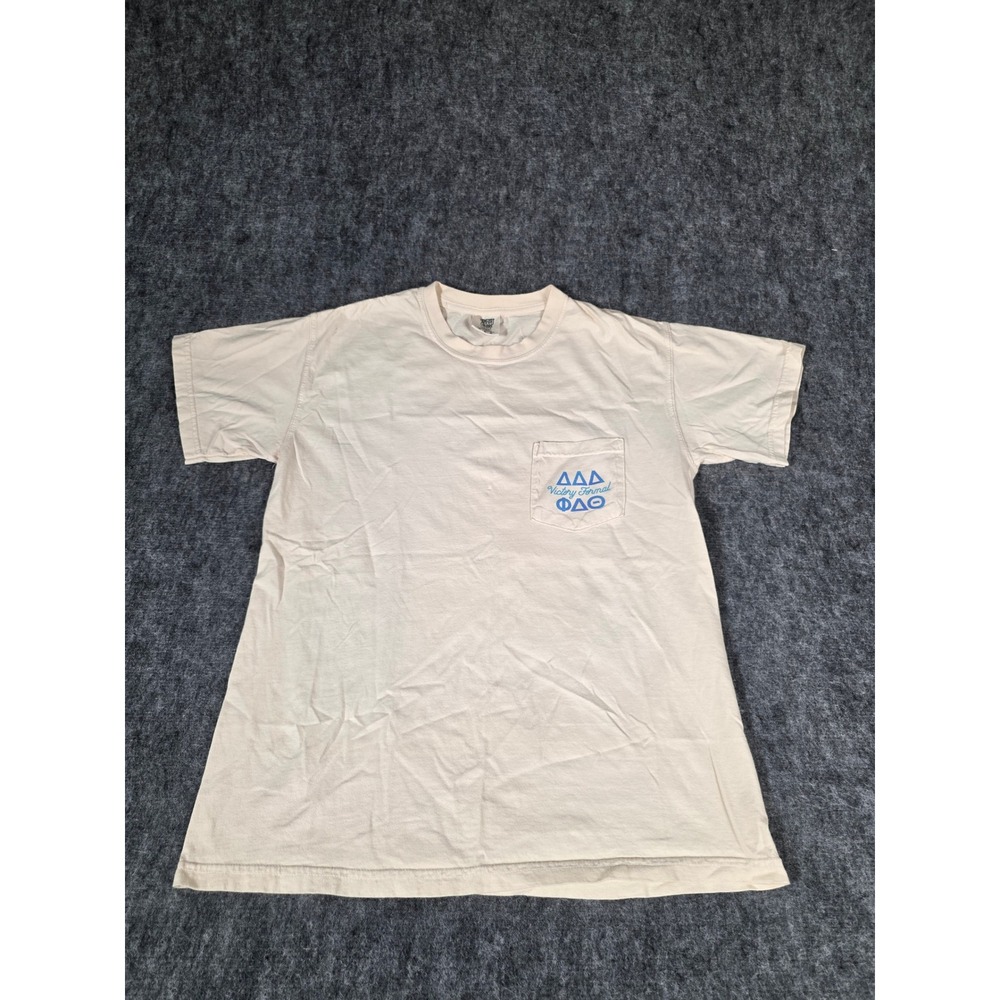 Comfort Colors SMU Tri Delta Phi Delta Theta Victory Formal T Shirt Medium Cream
